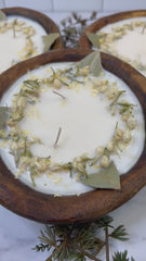 Wood Bowl Jasmine, White Tea Soy Candle (round)