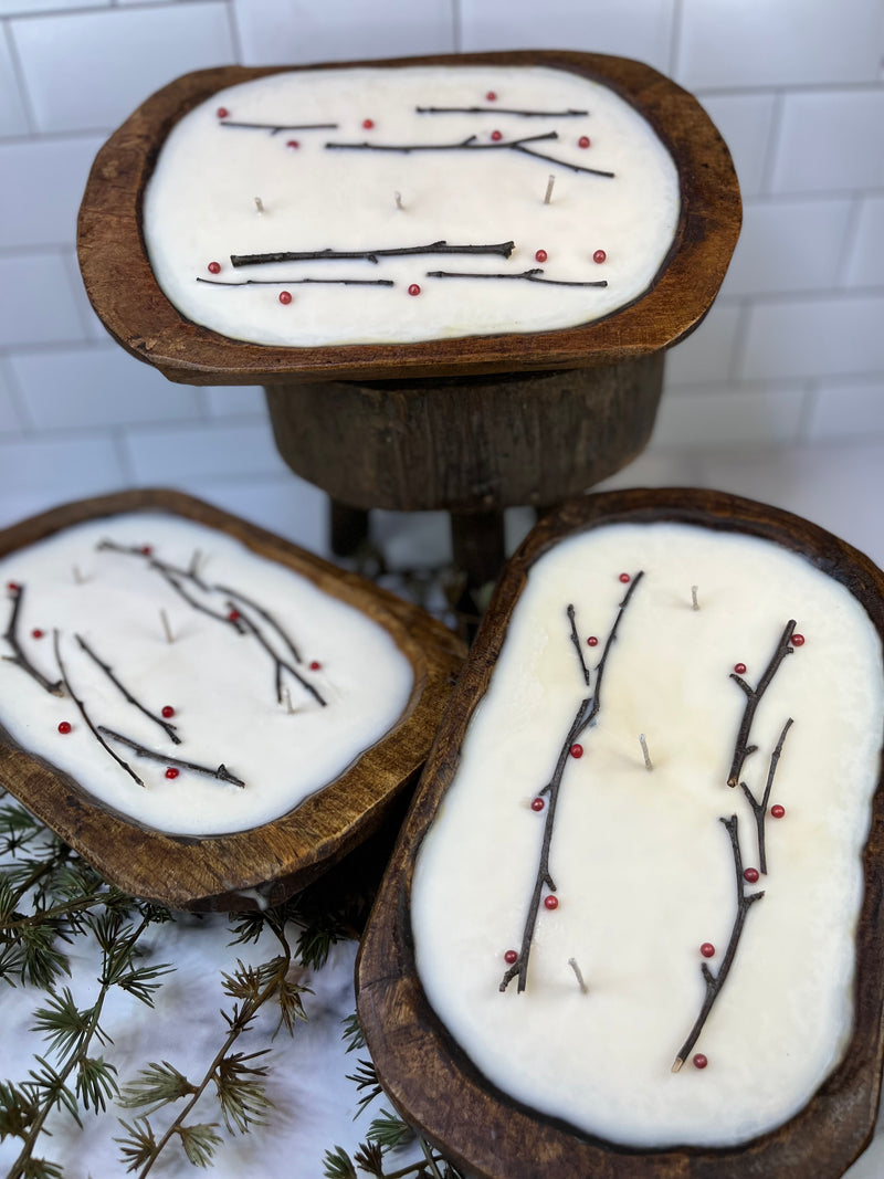 Wood Bowl Cranberry Woods Soy Candle (Med/oblong)