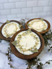 Wood Bowl Jasmine, White Tea Soy Candle (round)