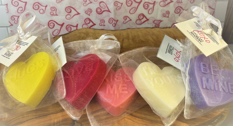 Valentine Conversation Heart Soaps (Singles, in organza bag)