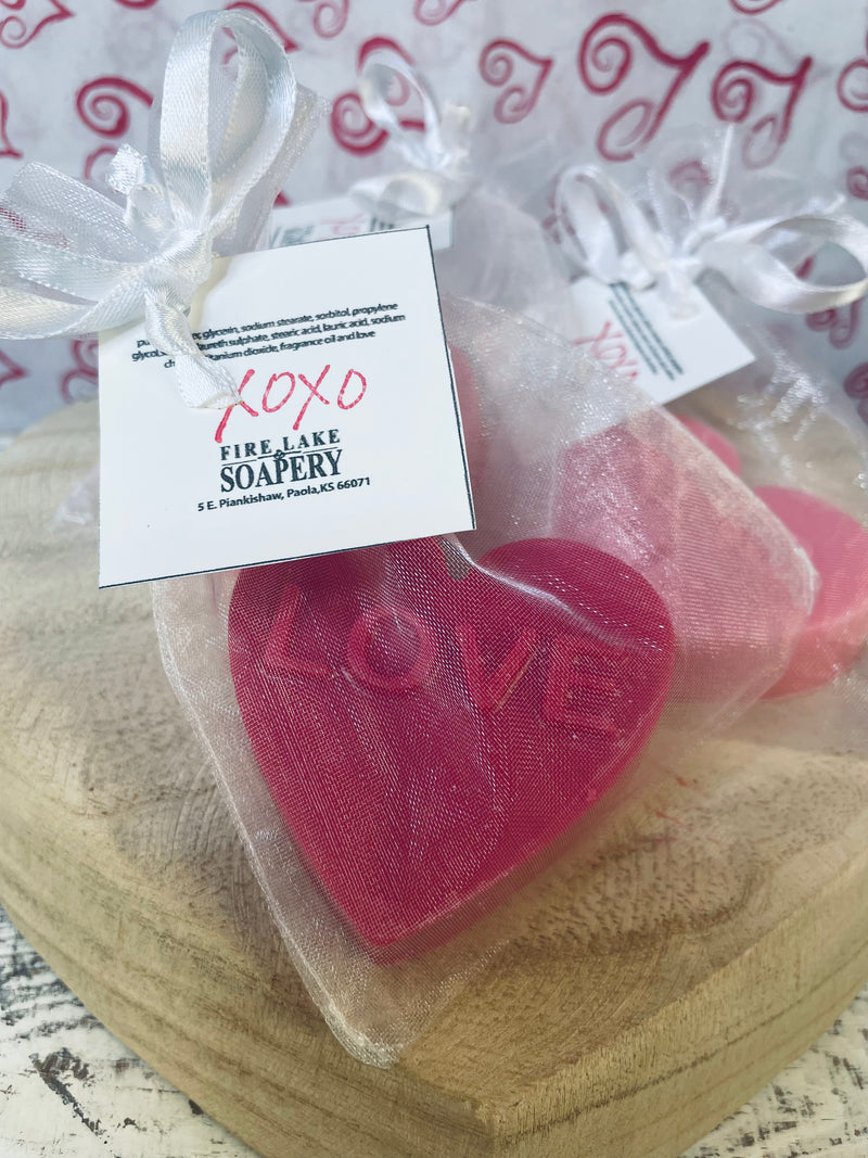Valentine Conversation Heart Soaps (Singles, in organza bag)