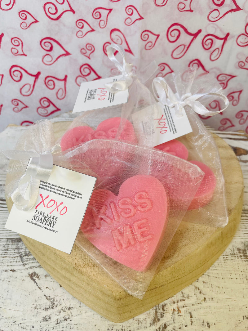 Valentine Conversation Heart Soaps (Singles, in organza bag)