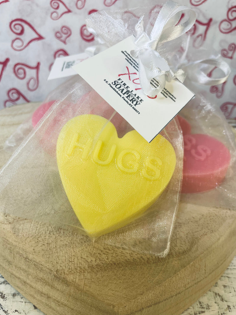 Valentine Conversation Heart Soaps (Singles, in organza bag)